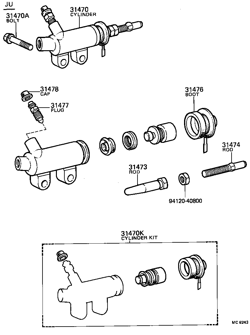 31475-57010 NUT, CLUTCH RELEASE CYLINDER PUSH ROD product image