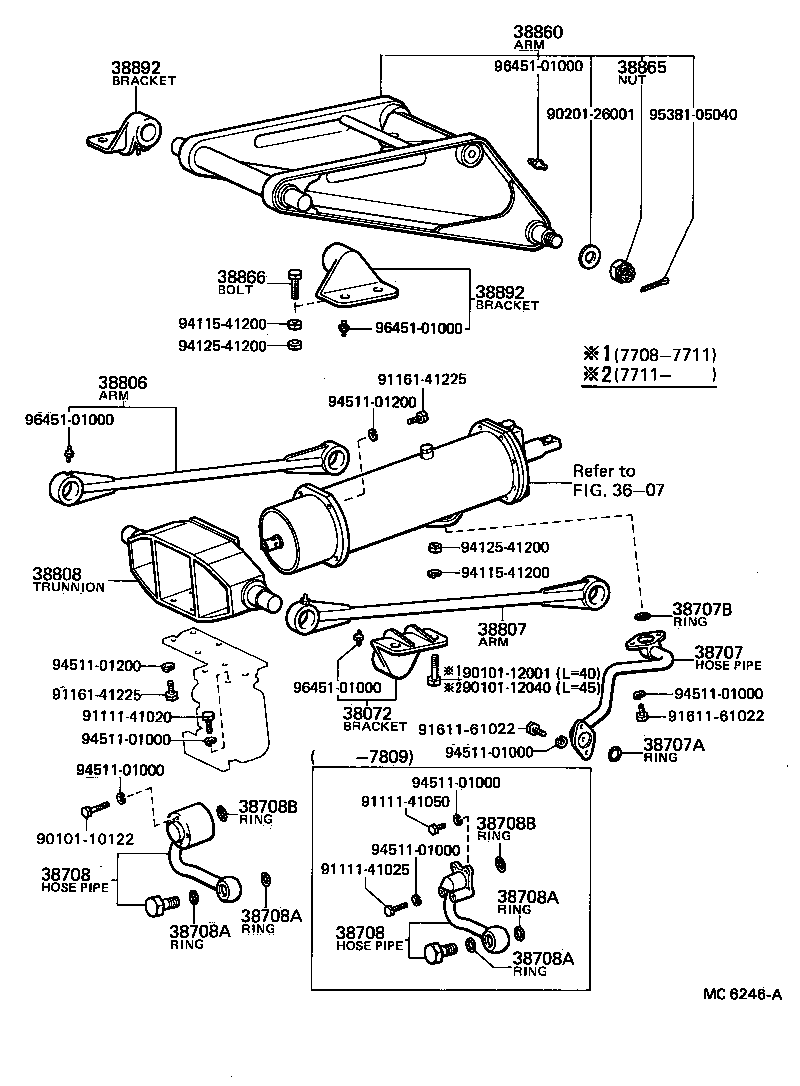 38072-96304 BRACKET SUB-ASSY, TRUNNION product image