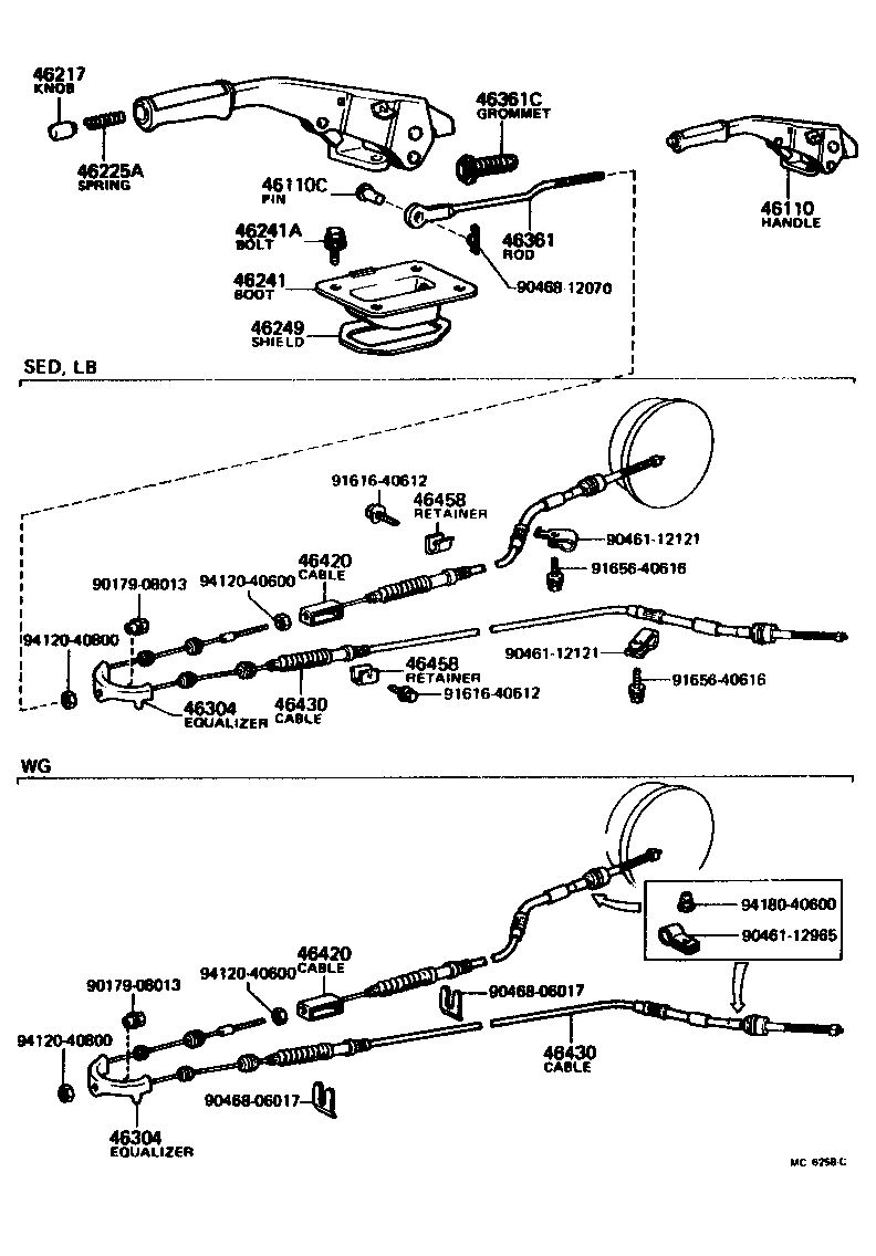 Toyota 46430-20120 CABLE ASSY, PARKING BRAKE, NO.3