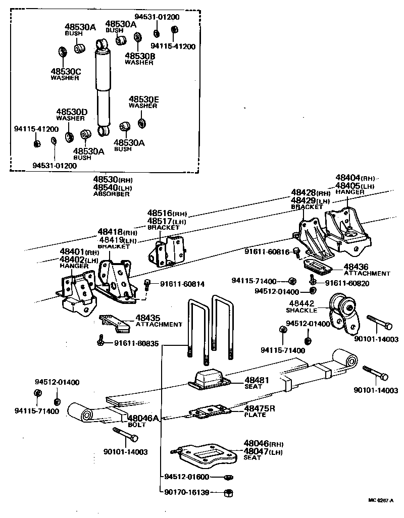 48542-36040 PIN, SHOCK ABSORBER UPPER PIVOT, REAR product image