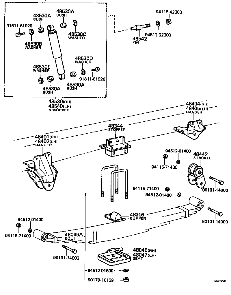 48542-36040 PIN, SHOCK ABSORBER UPPER PIVOT, REAR product image