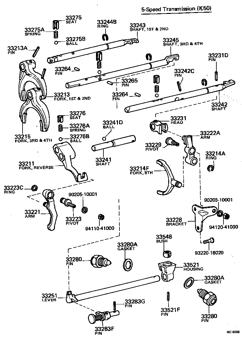 33244-12030 SHAFT, REVERSE SHIFT FORK product image