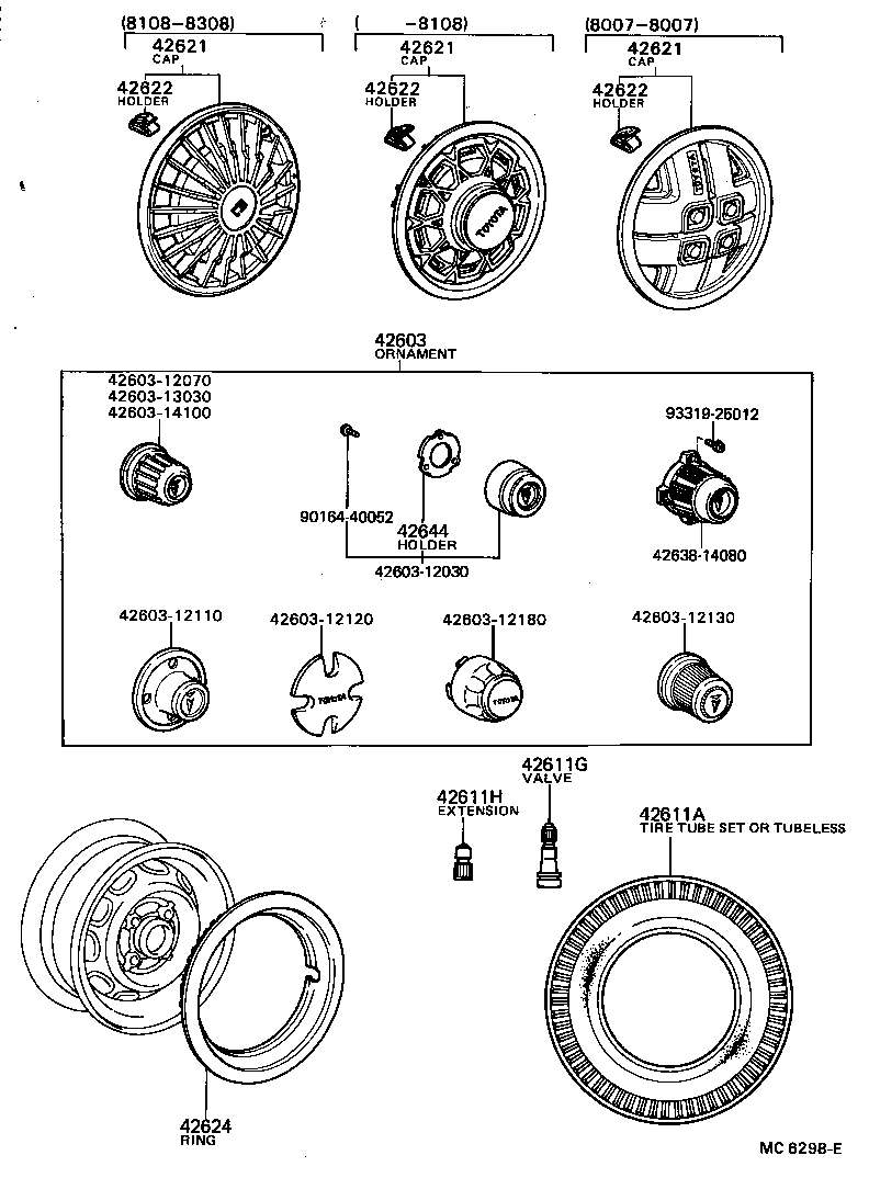 42652-12460 TIRE TUBE SET OR TUBELESS TIRE product image