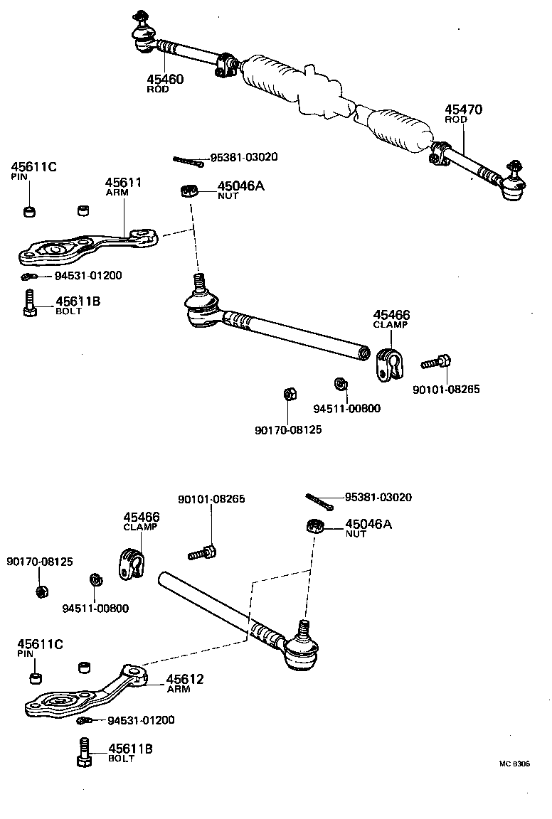 45490-19235 ARM ASSY, STEERING IDLER product image