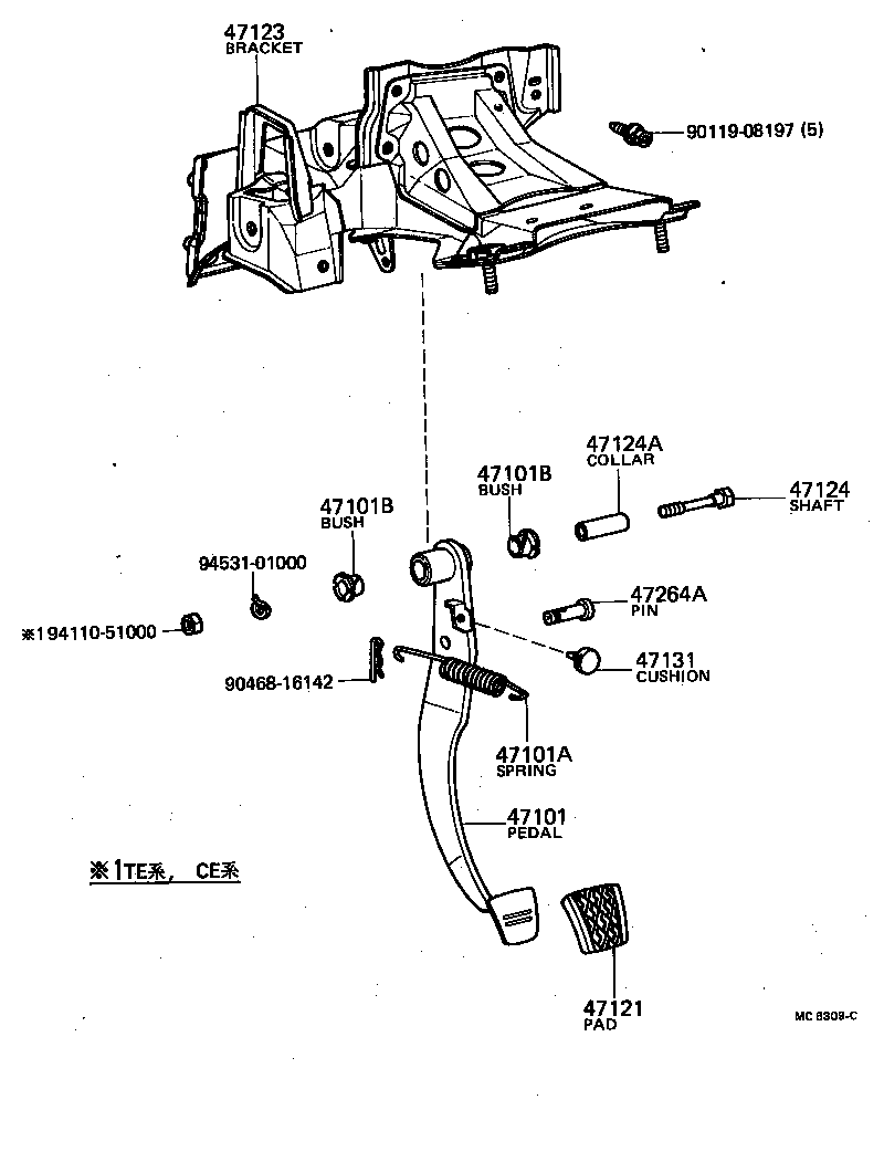55106-12310 BRACKET, BRAKE PEDAL product image