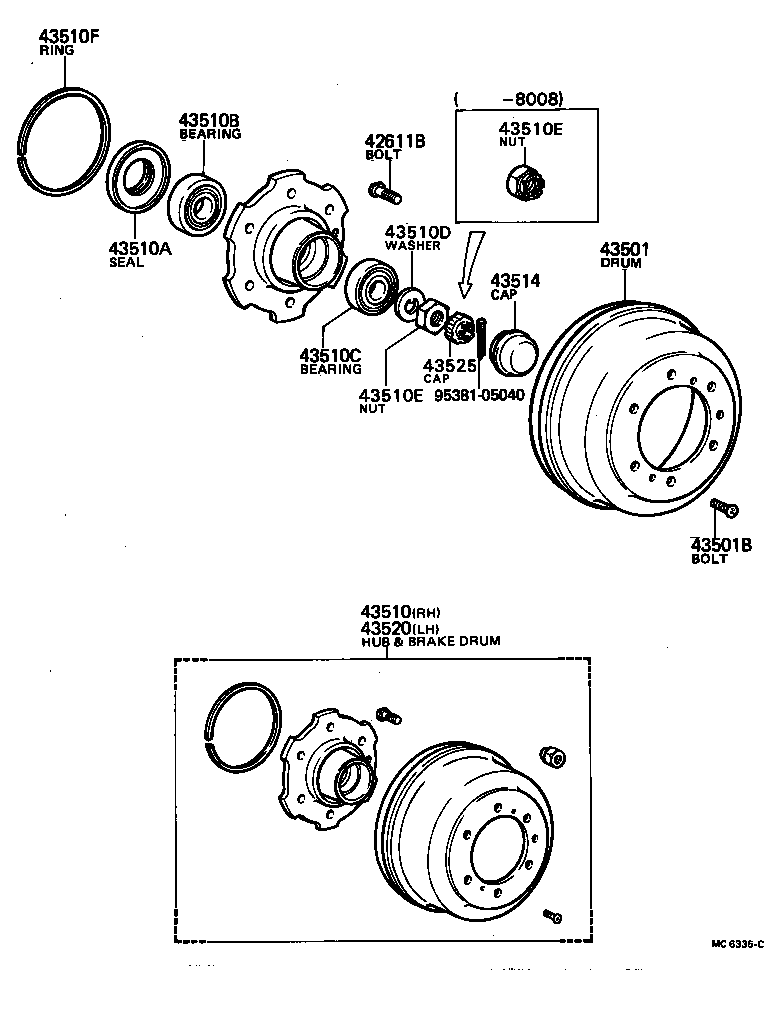43512-36030 DRUM SUB-ASSY, FRONT BRAKE product image