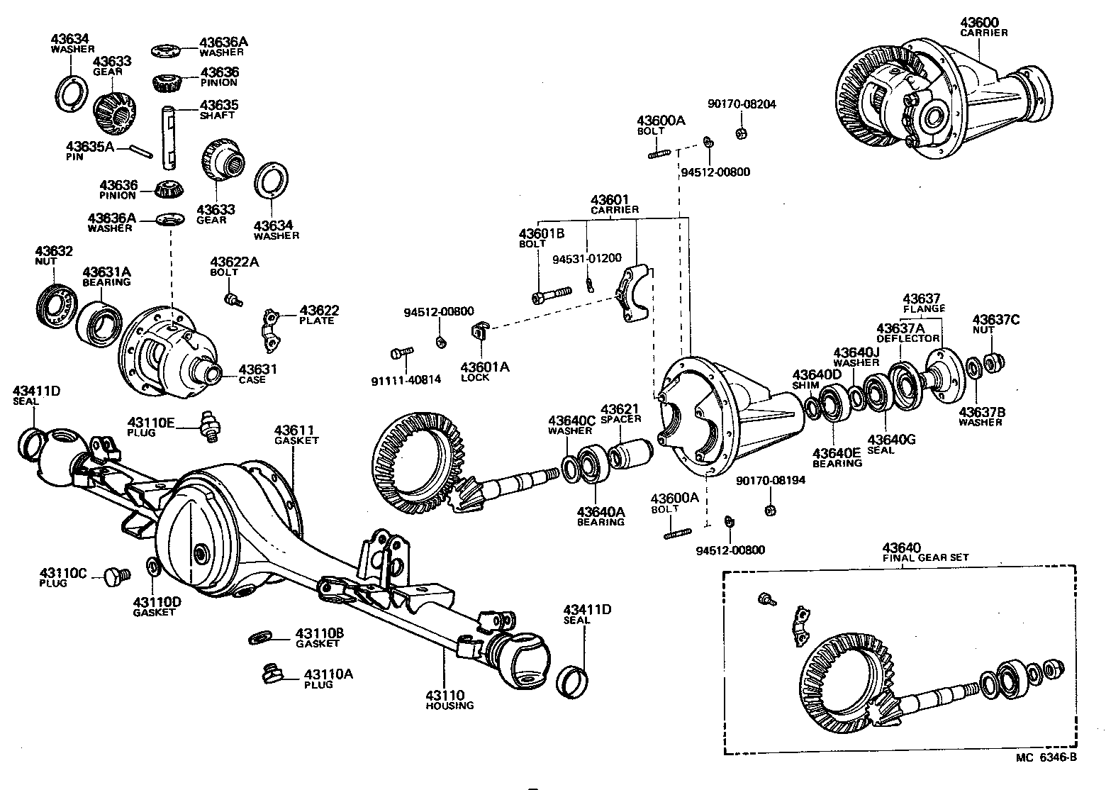 Toyota 41201-29365 FINAL GEAR SET, FRONT AXLE DIFFERENTIAL