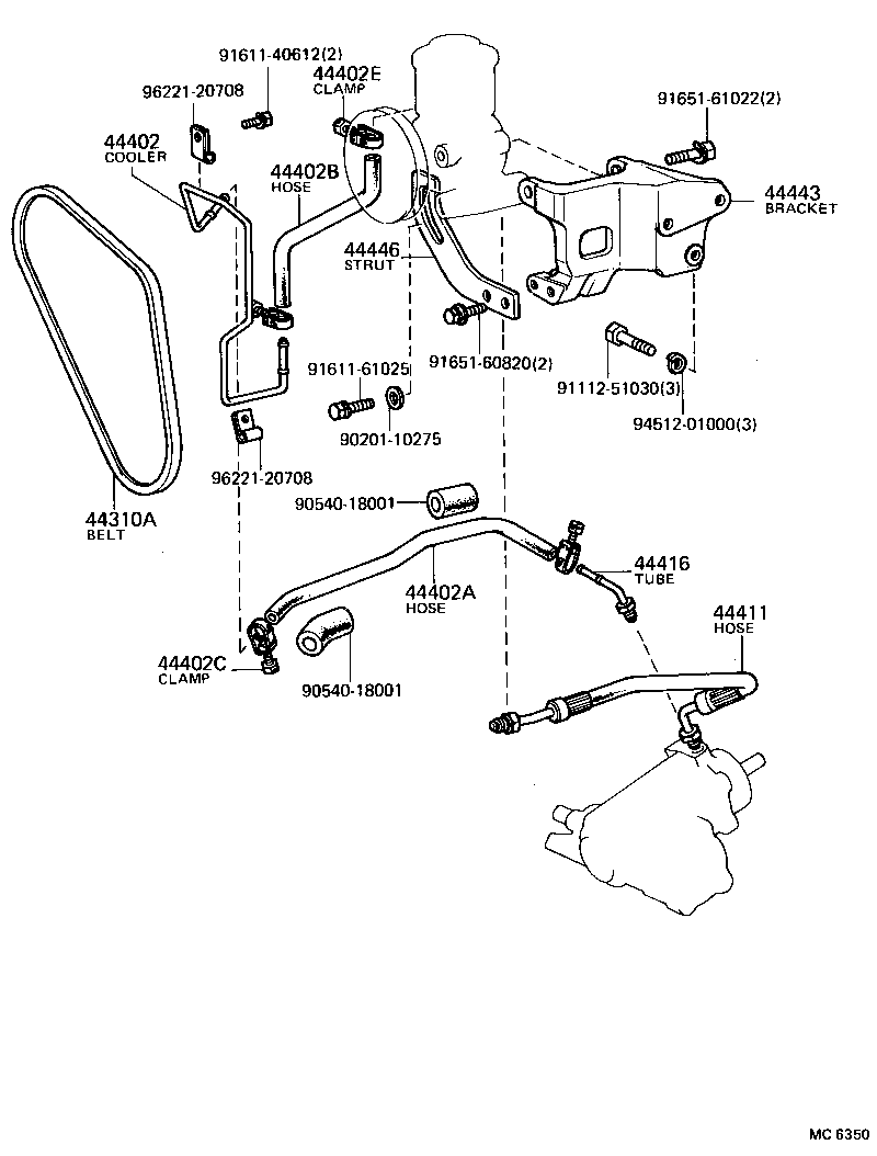 44416-60040 TUBE, RETURN(FOR STEERING GEAR OUTLET) product image