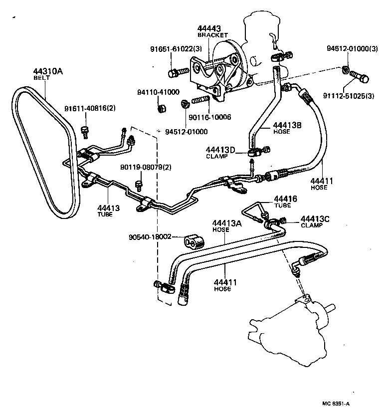 44416-60040 TUBE, RETURN(FOR STEERING GEAR OUTLET) product image