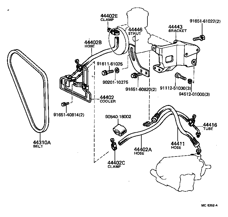 44416-60040 TUBE, RETURN(FOR STEERING GEAR OUTLET) product image