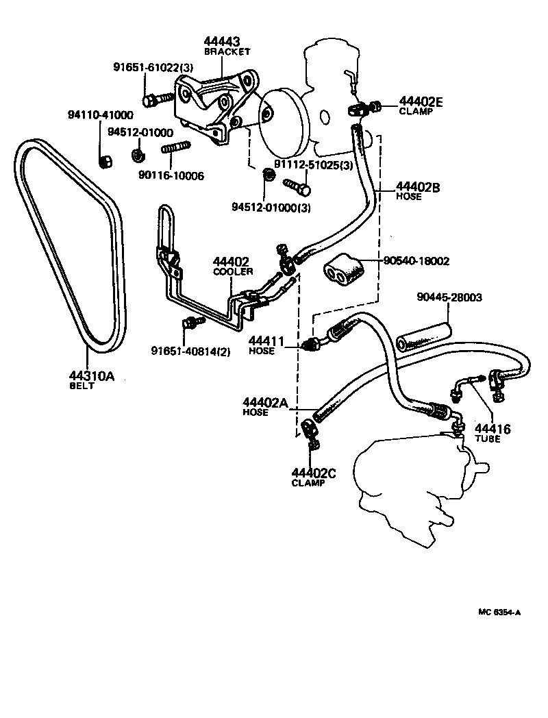 Toyota 44416-60020 TUBE, RETURN(FOR STEERING GEAR OUTLET)