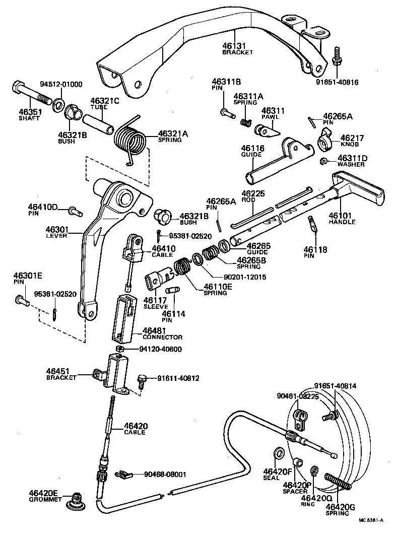 46420-36080 CABLE ASSY, PARKING BRAKE, NO.2 product image