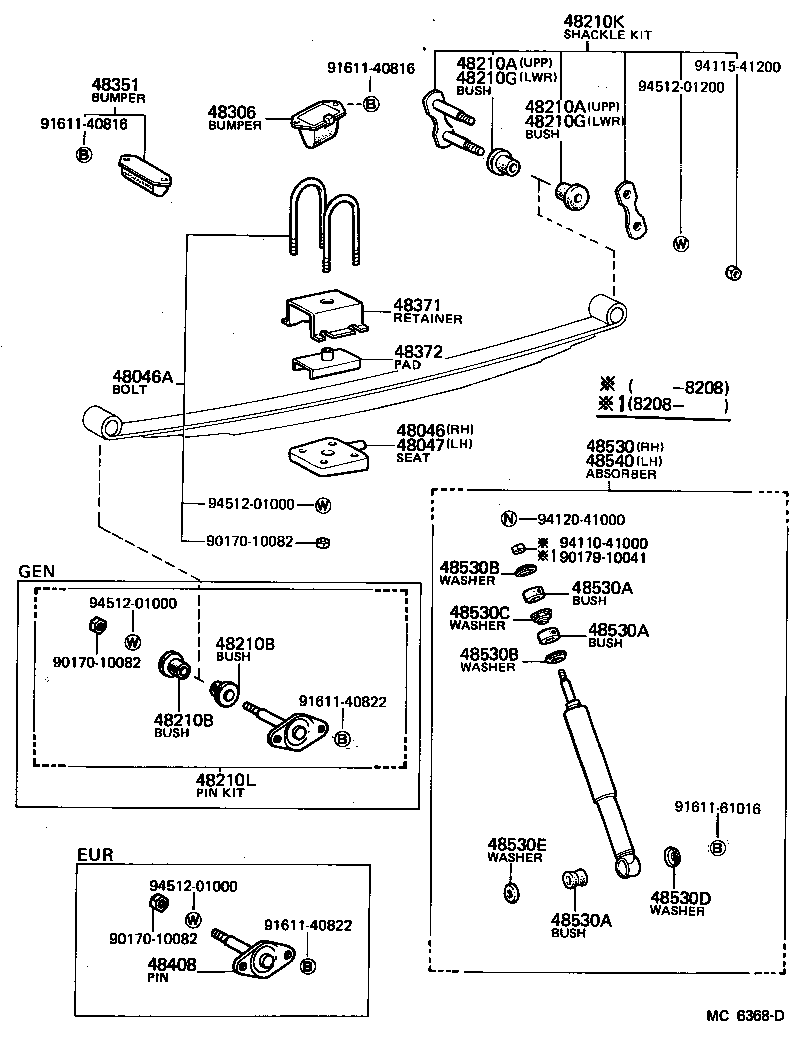04484-12050 PIN KIT, REAR SPRING product image