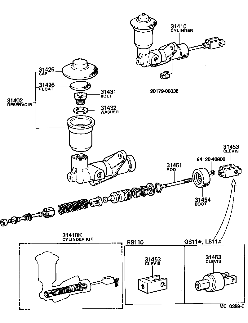 31410-30140 CYLINDER ASSY, CLUTCH MASTER product image
