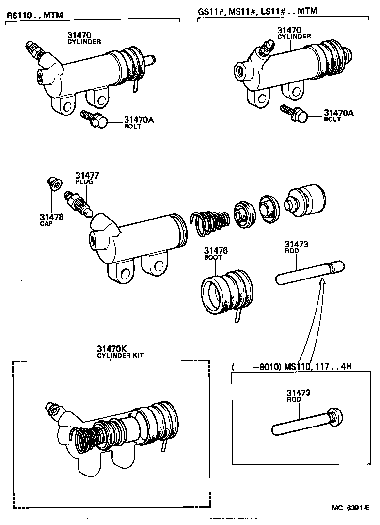 31470-30201 CYLINDER ASSY, CLUTCH RELEASE product image