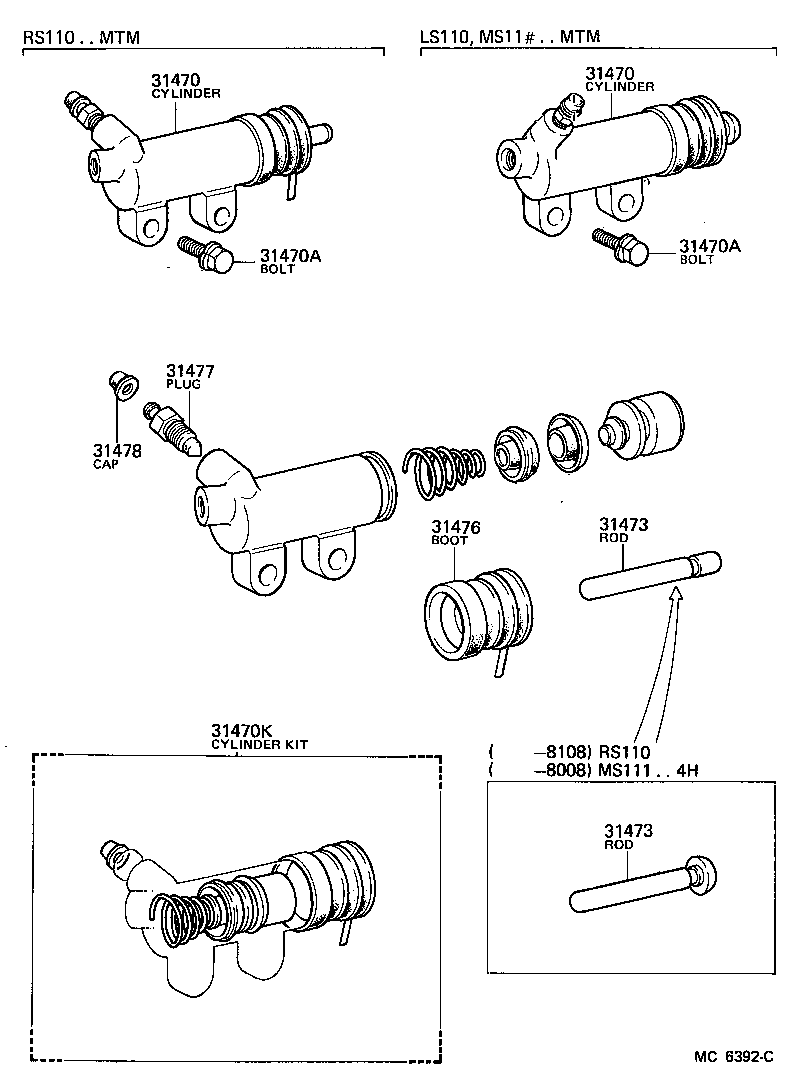 04313-30091 CYLINDER KIT, CLUTCH RELEASE product image