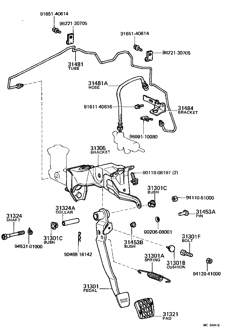 Toyota 31301-12150 PEDAL SUB-ASSY, CLUTCH