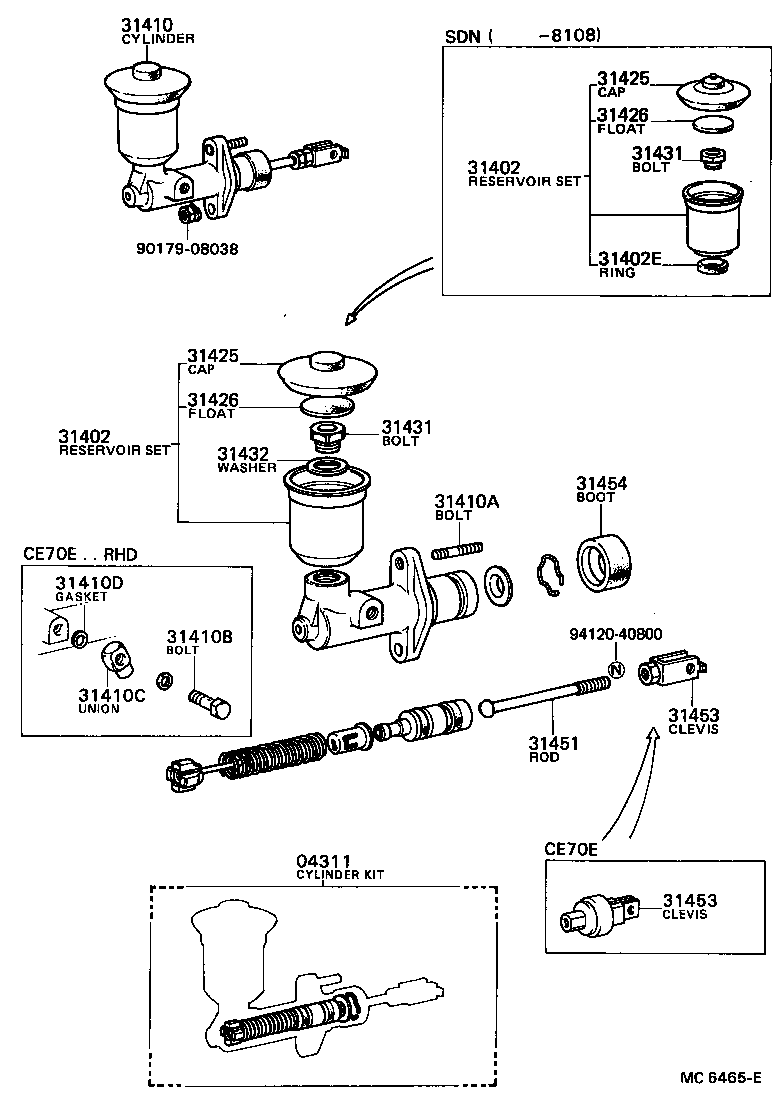 31410-12083 CYLINDER ASSY, CLUTCH MASTER product image