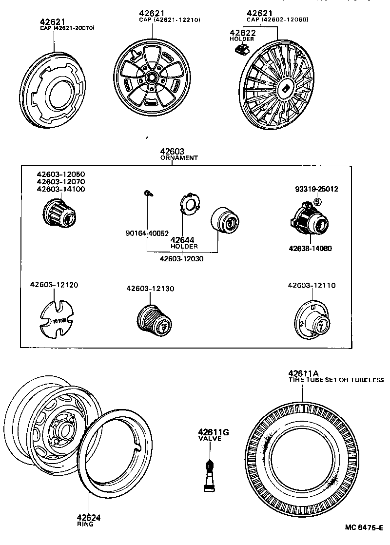 42652-12390 TIRE TUBE SET OR TUBELESS TIRE product image