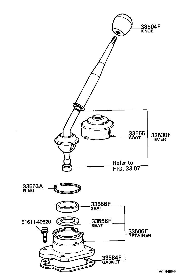 Toyota 33503-12141 LEVER ASSY, SHIFT (FOR FLOOR SHIFT)