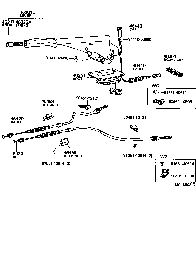 Toyota 46430-13030 CABLE ASSY, PARKING BRAKE, NO.3