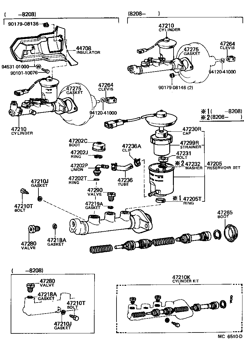 Toyota 47202-12270 RESERVOIR SET, BRAKE MASTER CYLINDER(FOR REAR SIDE)