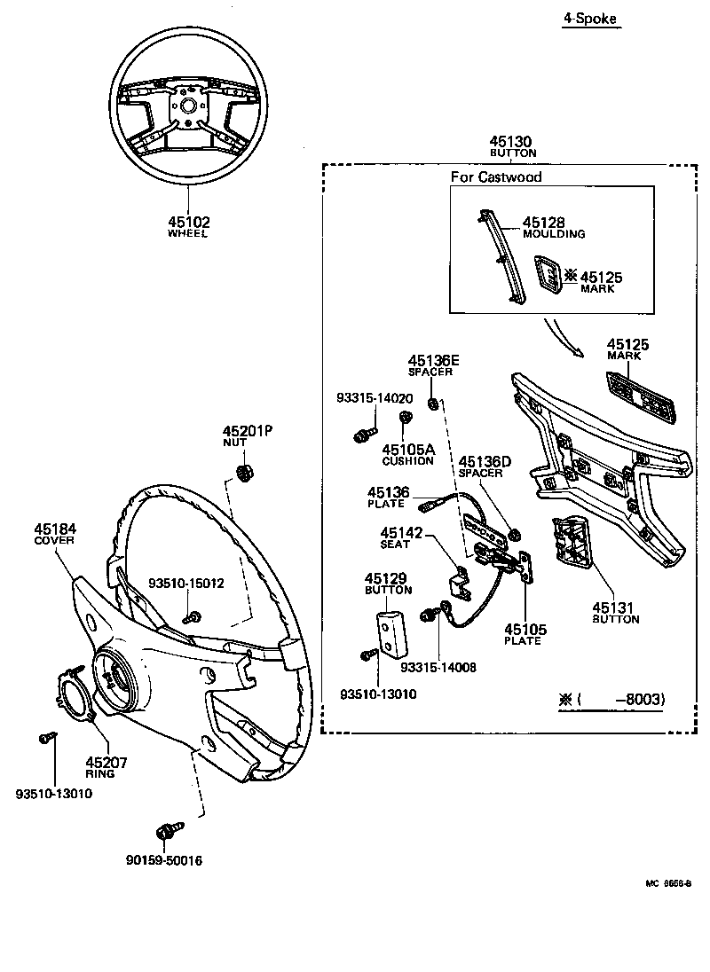 45125-30130 MARK, STEERING WHEEL PAD product image
