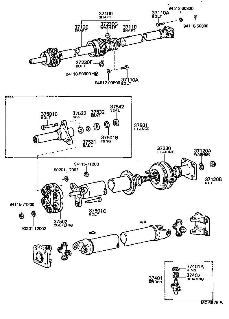37100-20160 SHAFT ASSY, PROPELLER W/CENTER BEARING product image