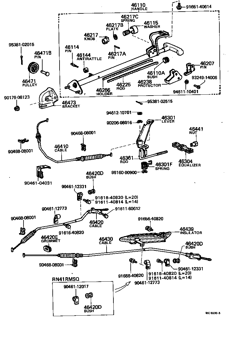46420-35151 CABLE ASSY, PARKING BRAKE, NO.2 product image