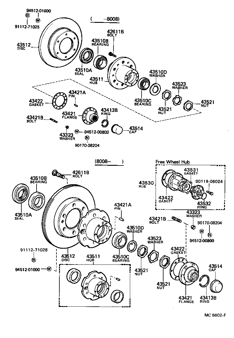 43530-39026 HUB ASSY, FREE WHEEL product image