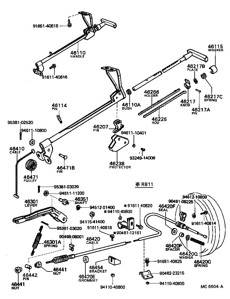 46104-36050 HANDLE ASSY, PARKING BRAKE CONTROL product image