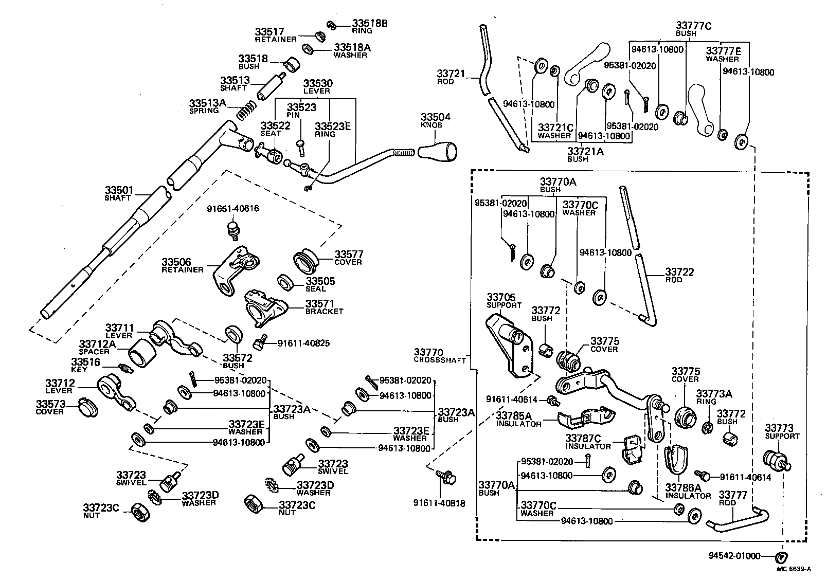 33501-30360 SHAFT SUB-ASSY, CONTROL (FOR COLUMN SHIFT) product image