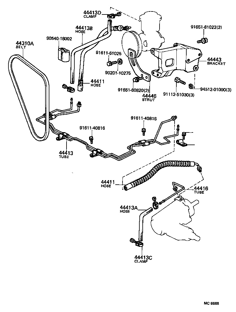 44416-60040 TUBE, RETURN(FOR STEERING GEAR OUTLET) product image