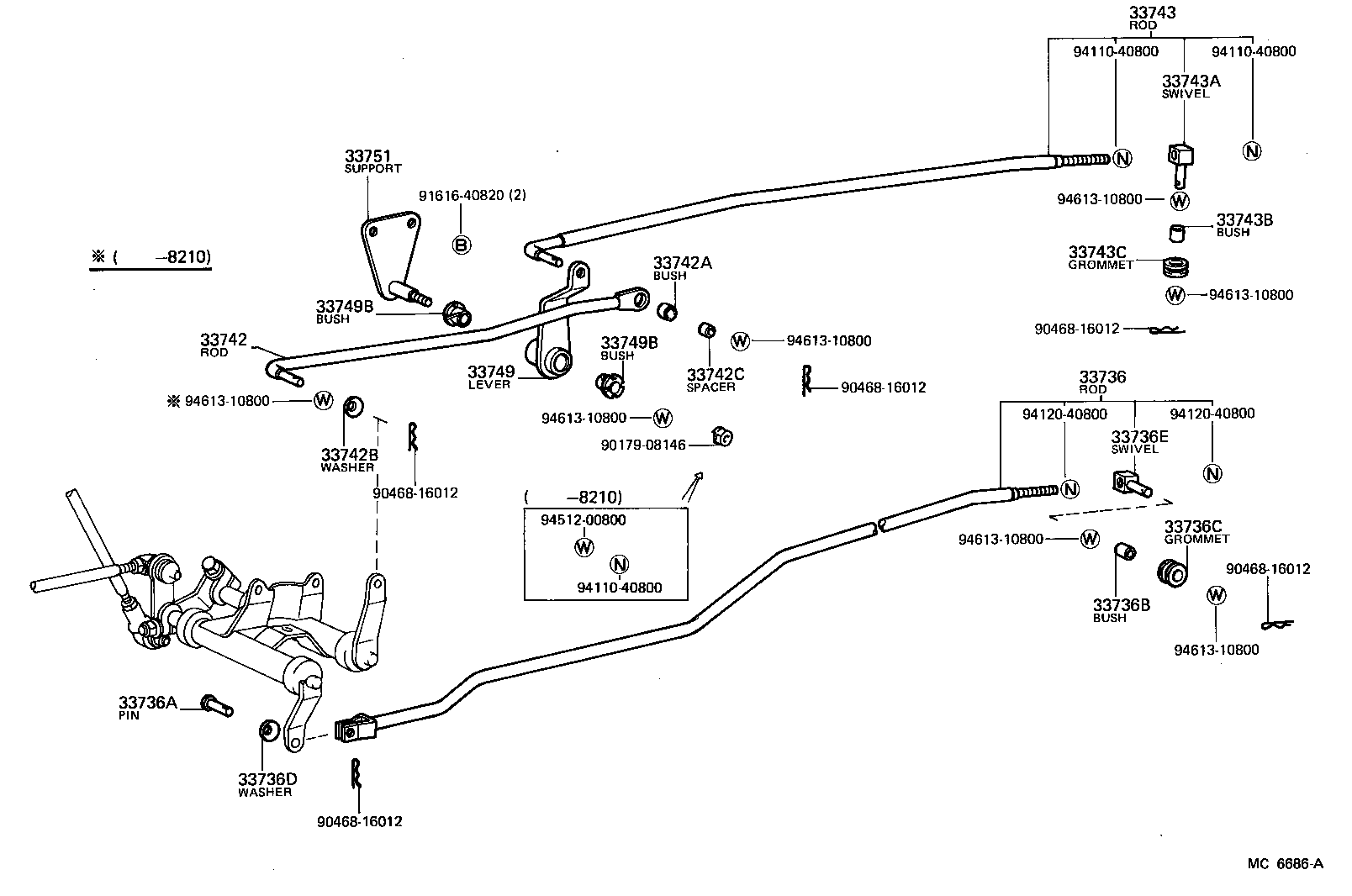 33513-26020 SHAFT, CONTROL SHAFT BRACKET, UPPER product image