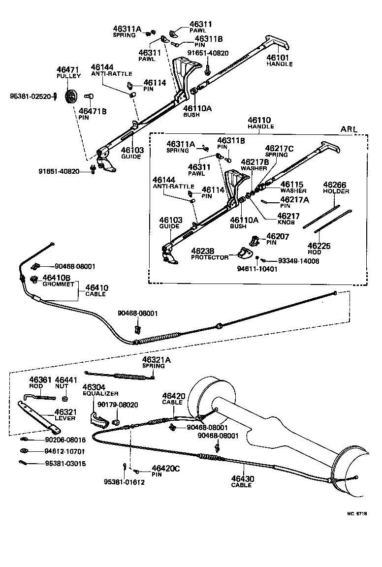 46101-26050 HANDLE SUB-ASSY, PARKING BRAKE CONTROL product image