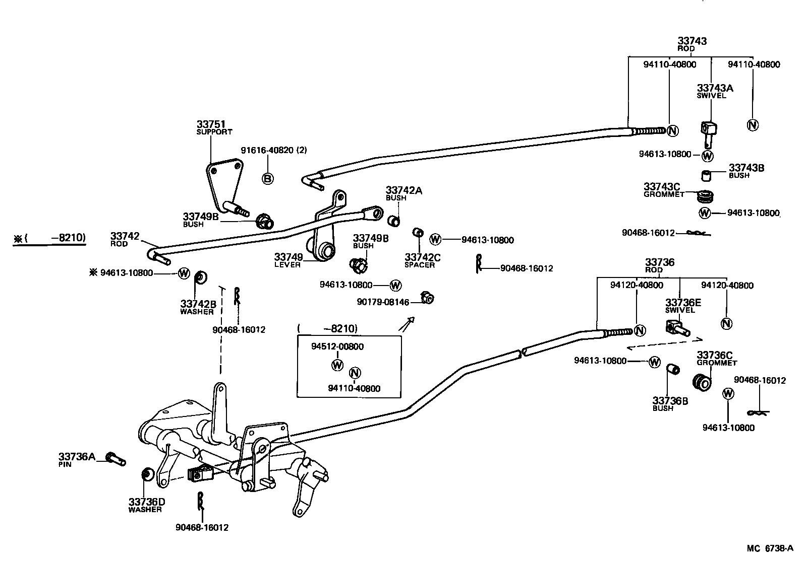 33513-26020 SHAFT, CONTROL SHAFT BRACKET, UPPER product image
