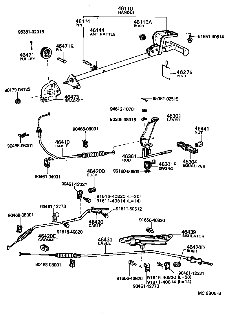 46110-35200 HANDLE ASSY, PARKING BRAKE CONTROL product image