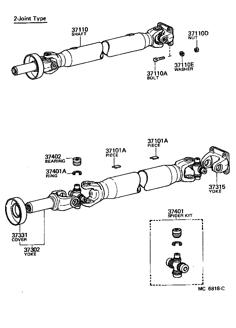 Toyota 04371-25010 SPIDER KIT, UNIVERSAL JOINT