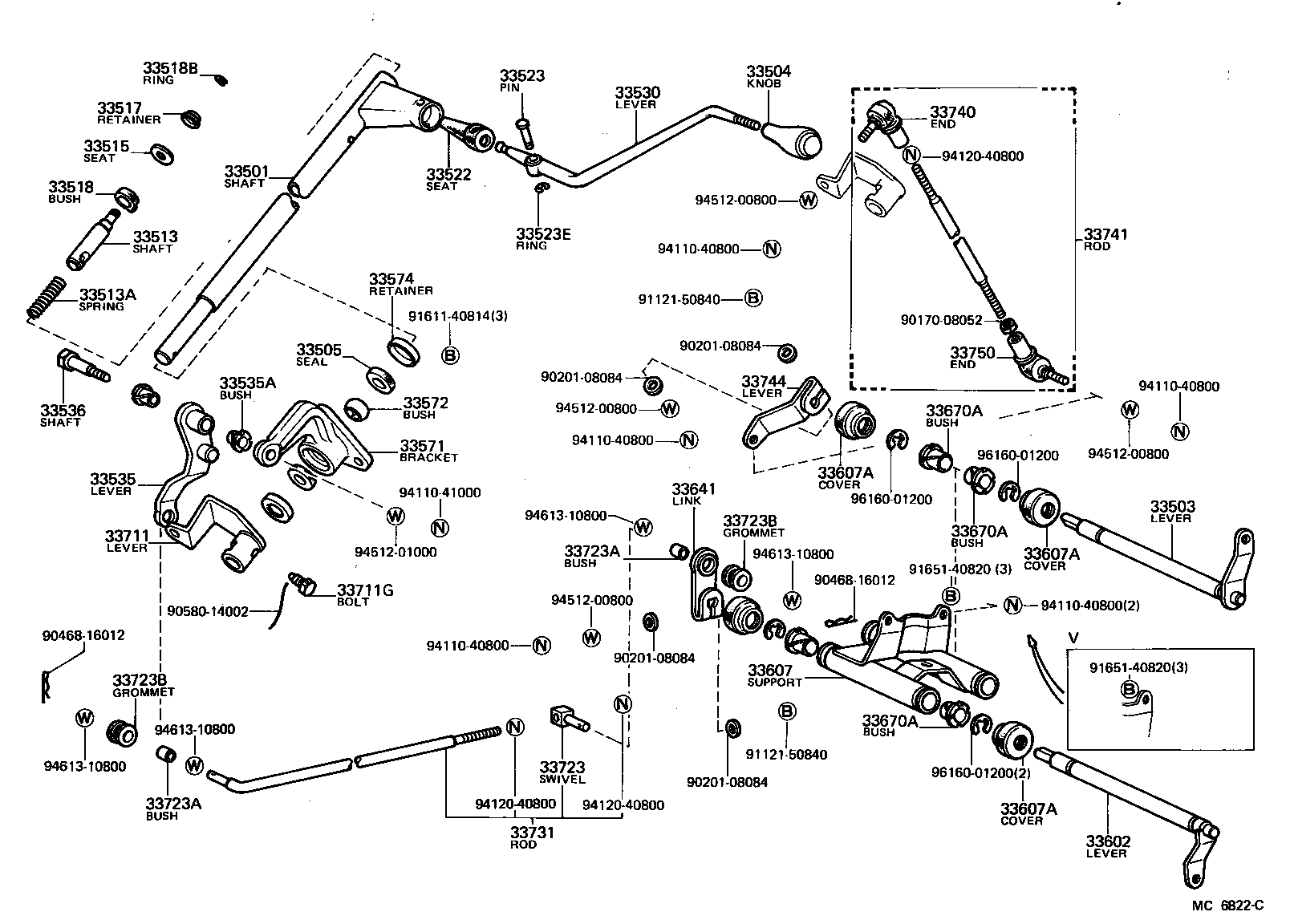33513-26020 SHAFT, CONTROL SHAFT BRACKET, UPPER product image