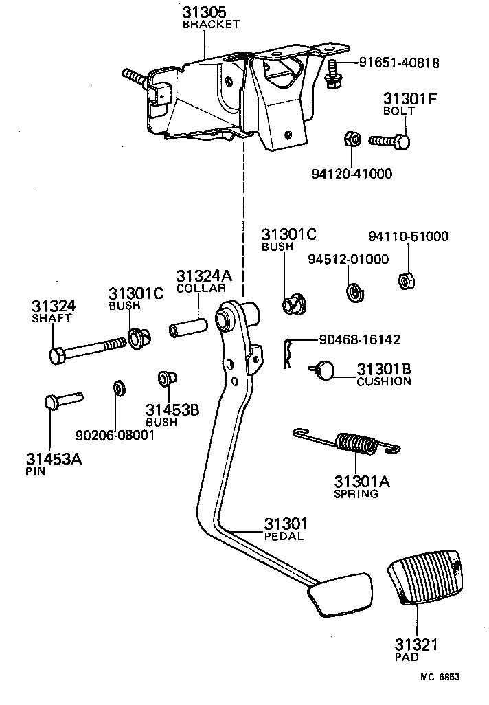 31301-22090 PEDAL SUB-ASSY, CLUTCH product image
