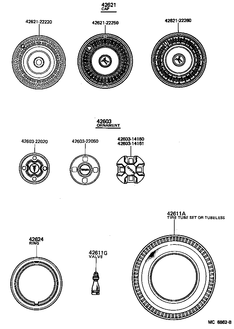 42621-22260 CAP, WHEEL product image
