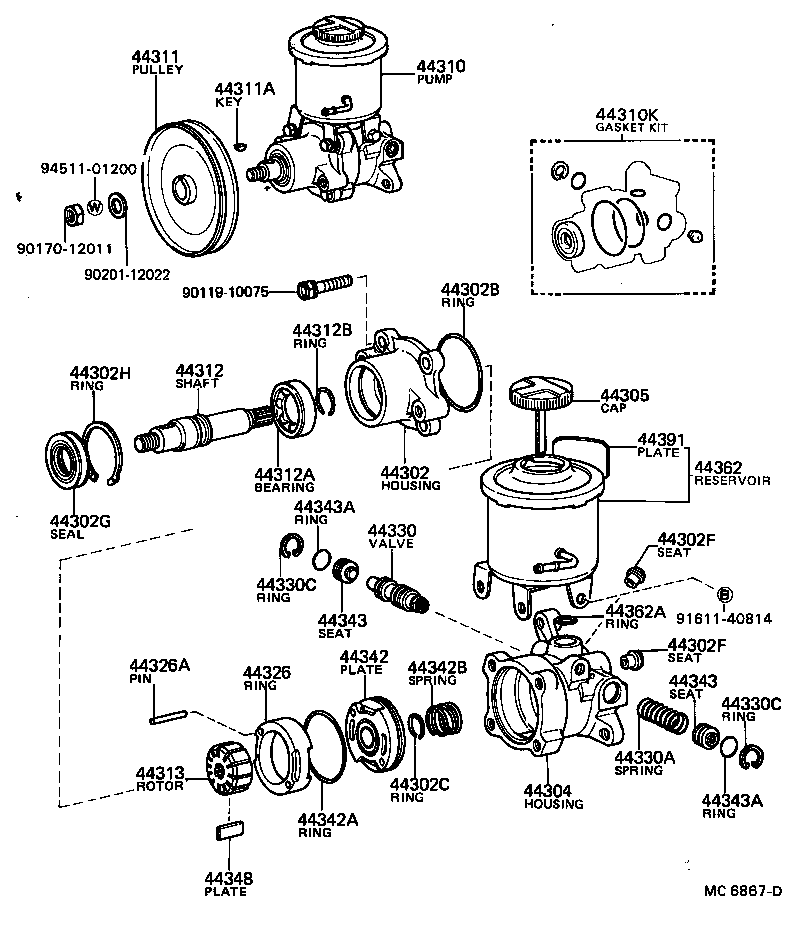 04446-22030 GASKET KIT, POWER STEERING PUMP product image