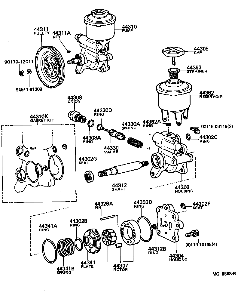 04446-22030 GASKET KIT, POWER STEERING PUMP product image