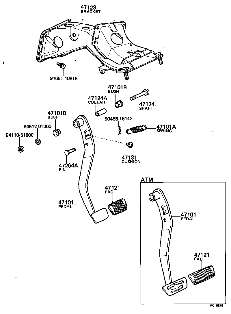 47101-22170 PEDAL SUB-ASSY, BRAKE product image