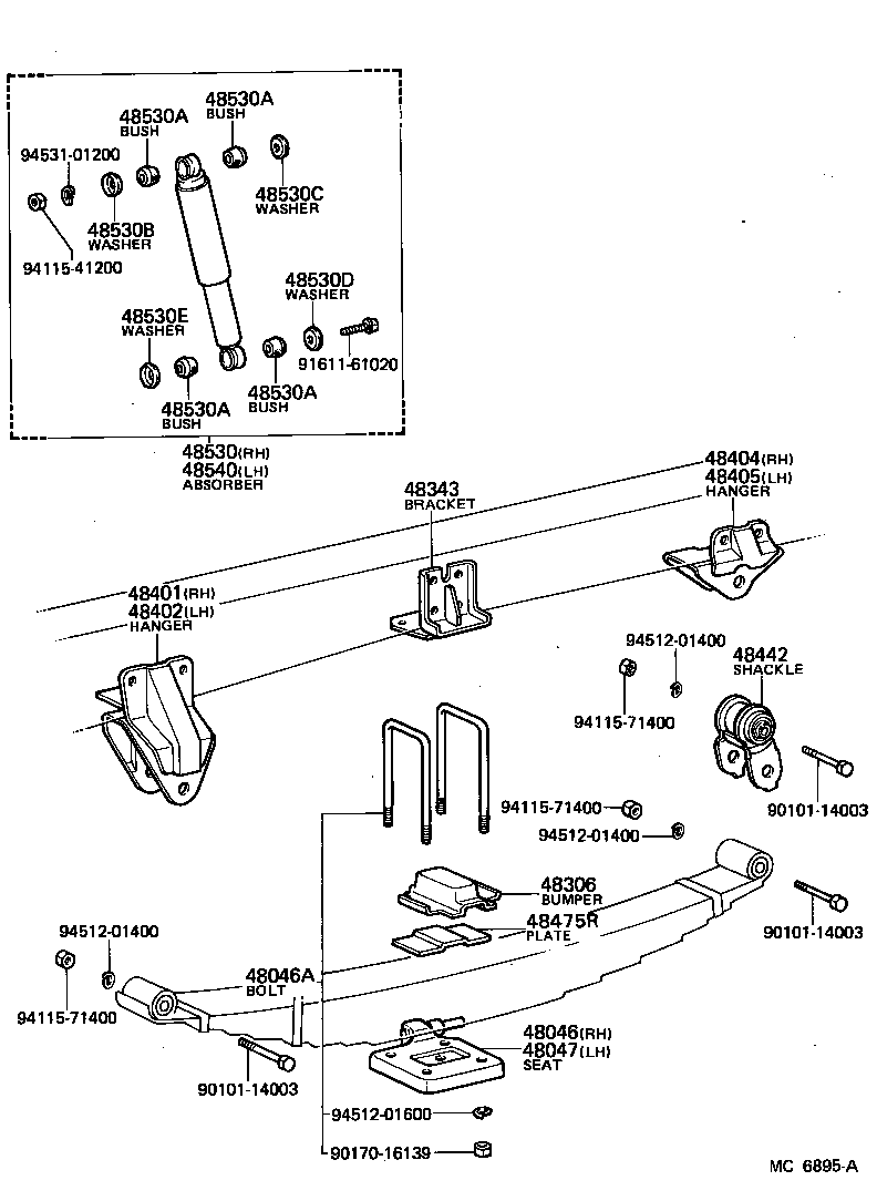 48505-36020 BRACKET, REAR SHOCK ABSORBER, UPPER RH product image