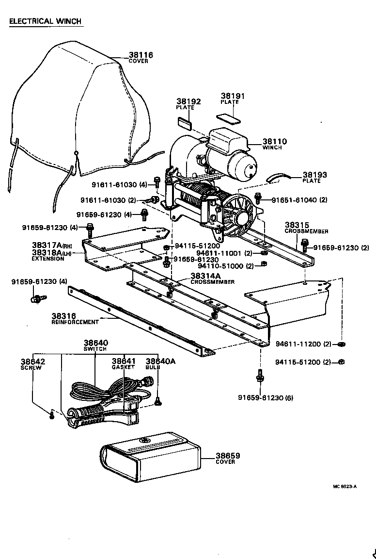 38191-60040 PLATE, WINCH CAUTION, NO.1 product image