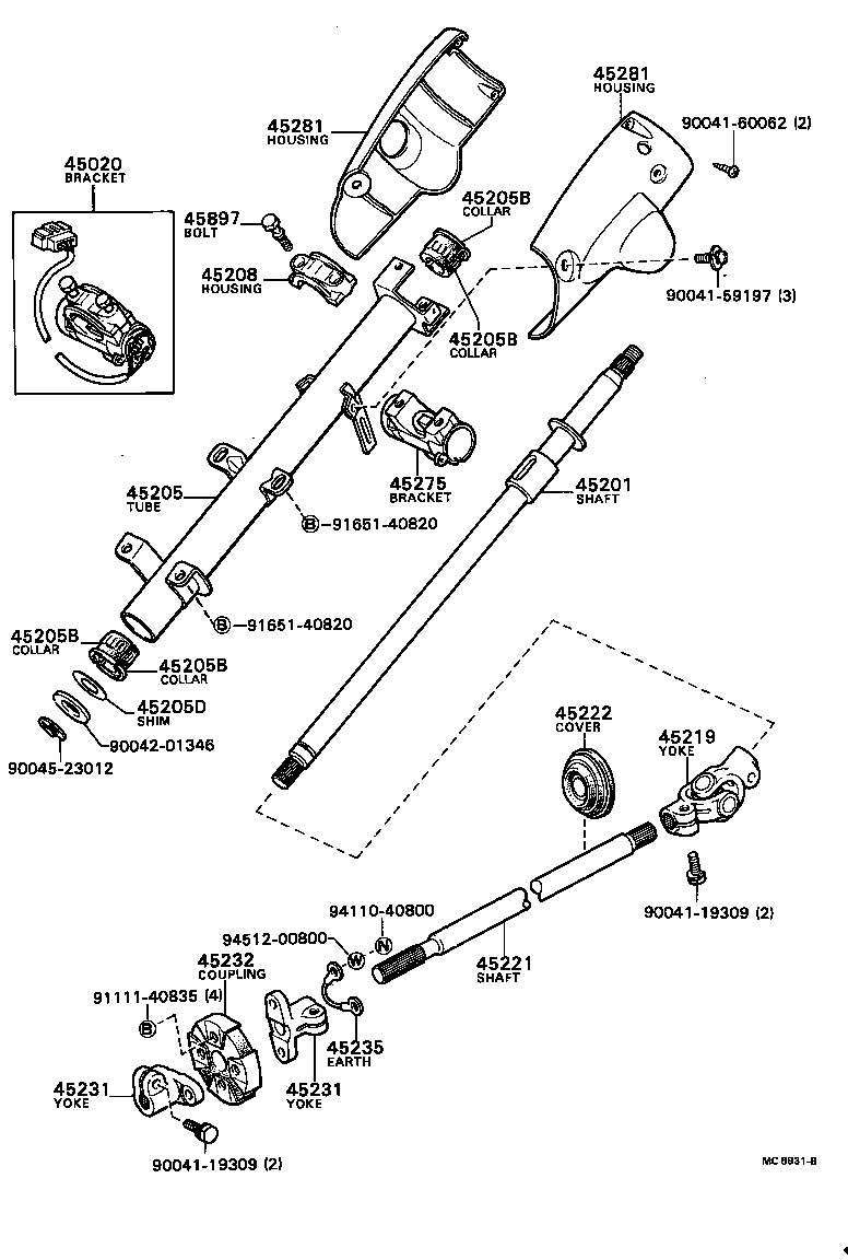 45281-87601 HOUSING SUB-ASSY, STEERING COLUMN, UPPER product image