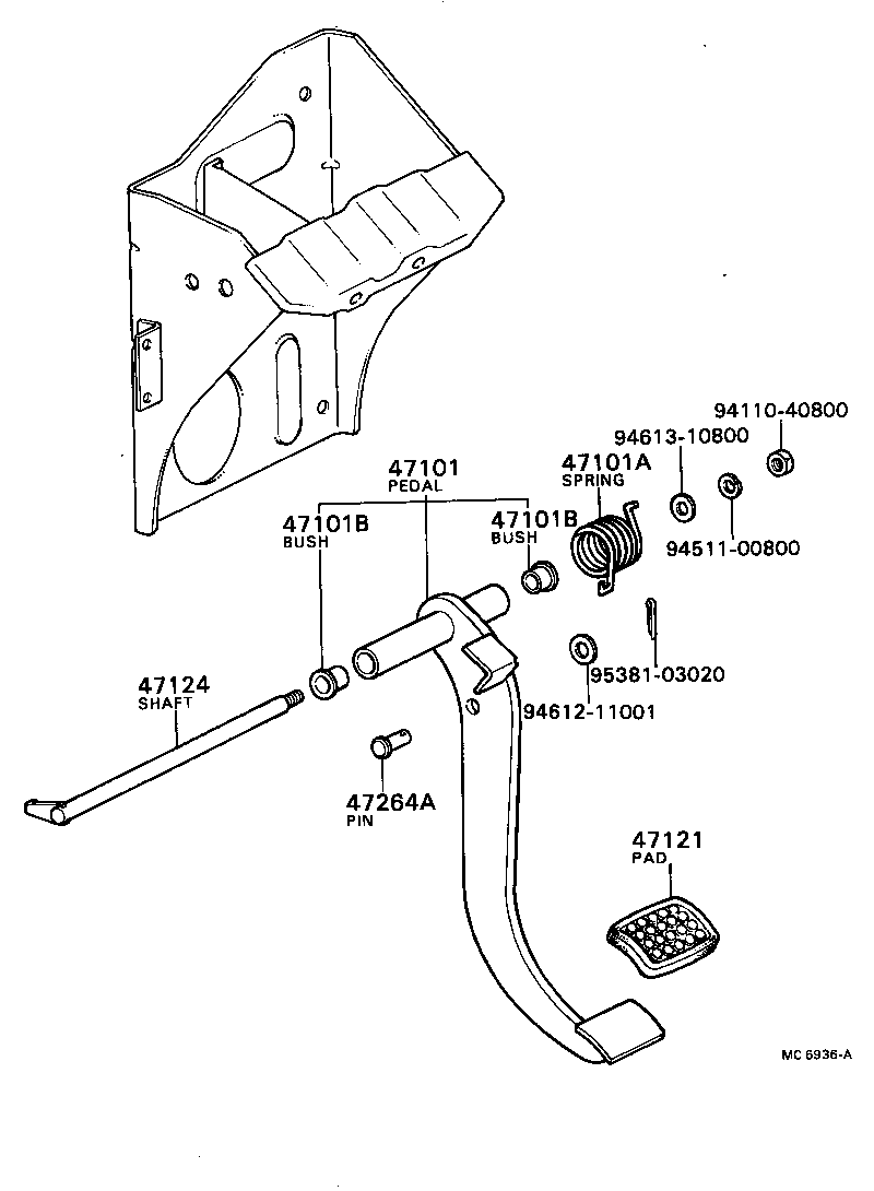 47101-87606 PEDAL SUB-ASSY, BRAKE product image