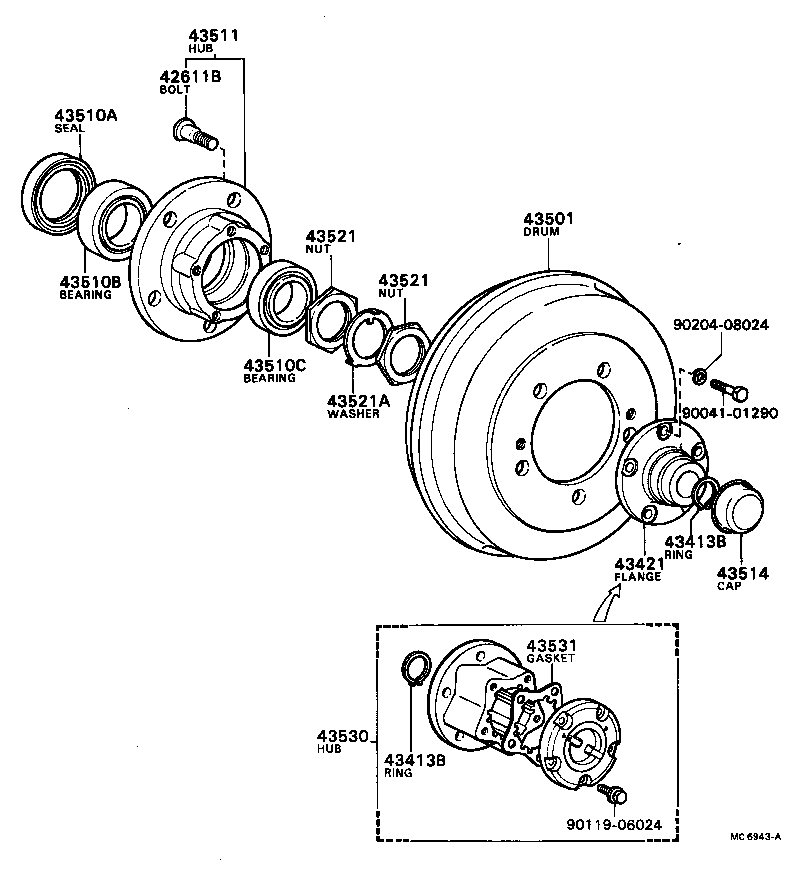 43502-87602 HUB, FRONT AXLE product image