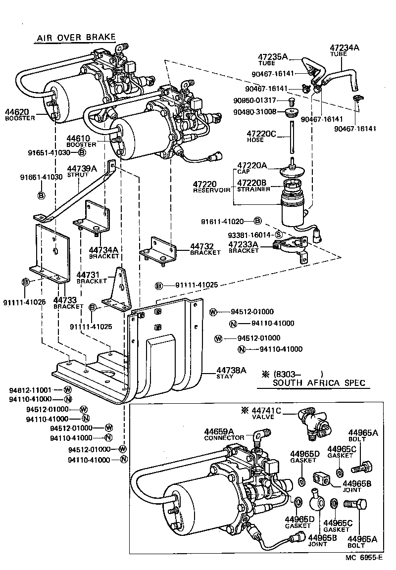 44702-55131 TUBE SUB-ASSY, AIR, NO.1 product image